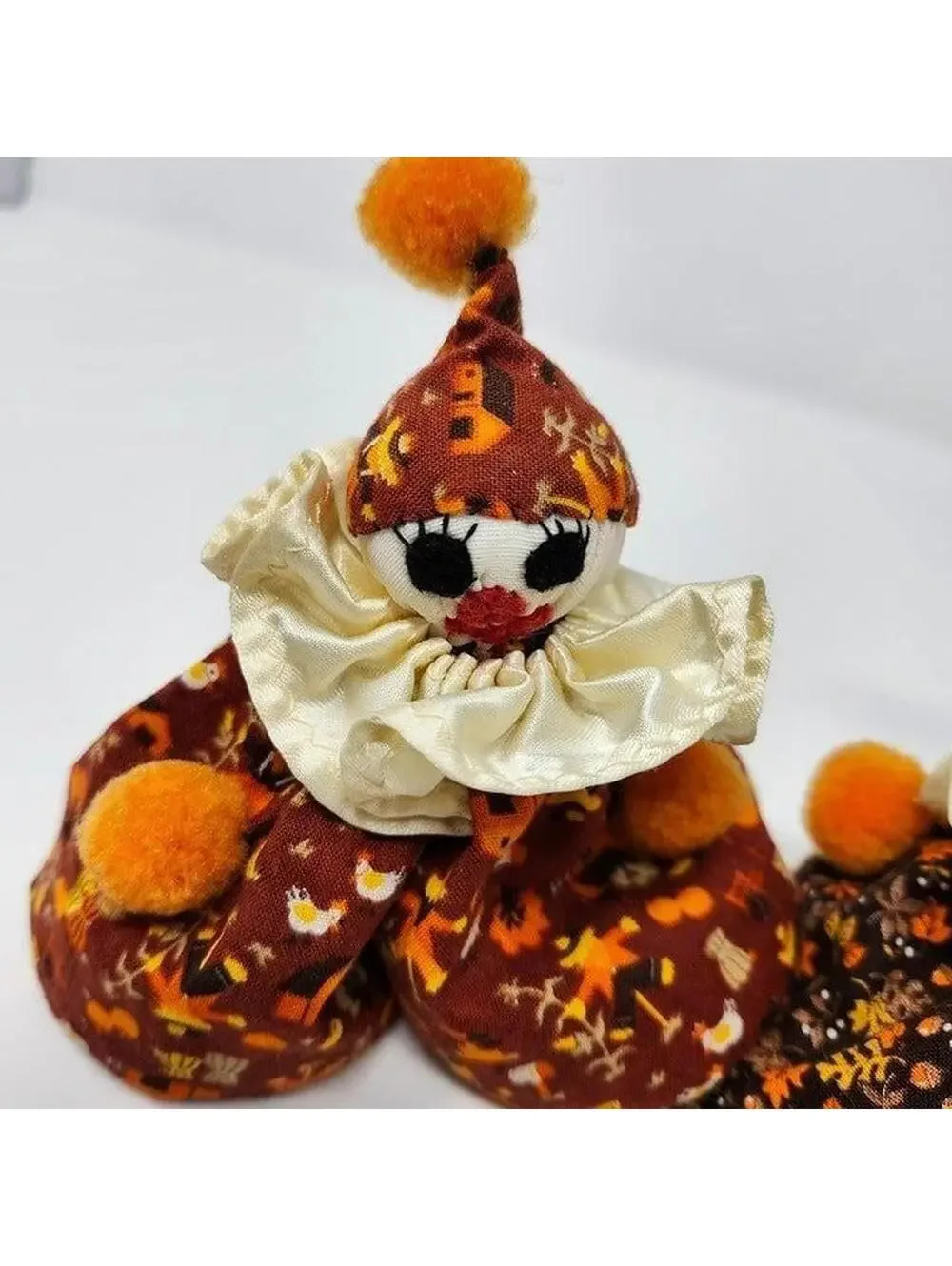 Vintage Handmade Clown Plush Dolls - Set of 2